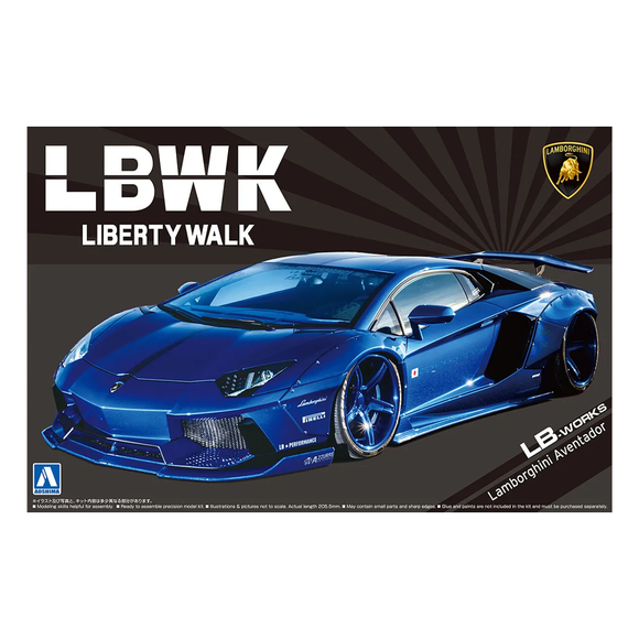 Aoshima: 1/24 LB-Works Liberty Walk Lamborghini Aventador (Ver. 2) Scale Model Kit #18 - Bards & Cards