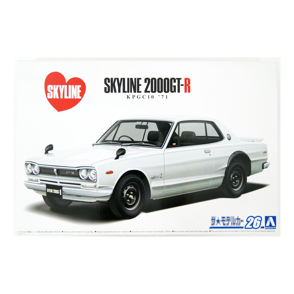 Aoshima: 1/24 Nissan KPGC10 Skyline HT2000GT-R Scale Model Kit #26 - 0