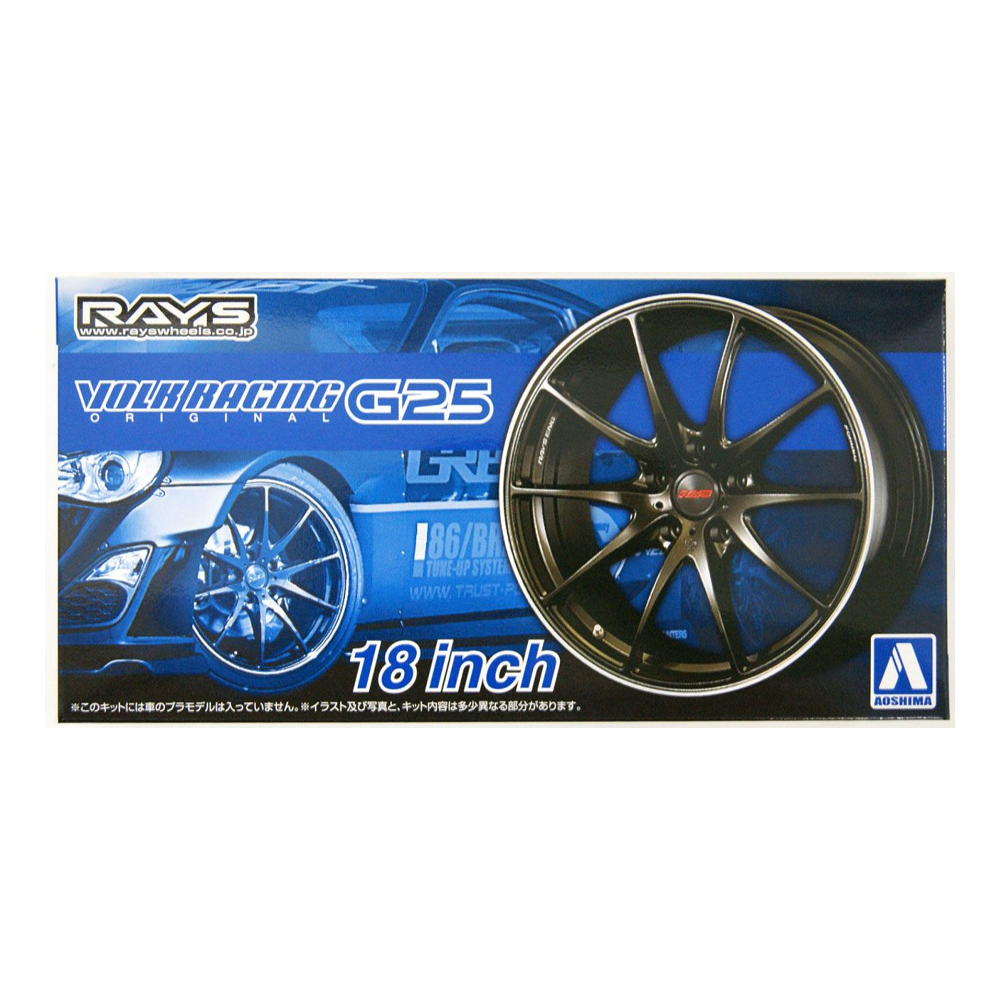 Aoshima: 1/24 The Tuned Car - Volk Racing G25 18-inch Tire and Wheel Set - 0