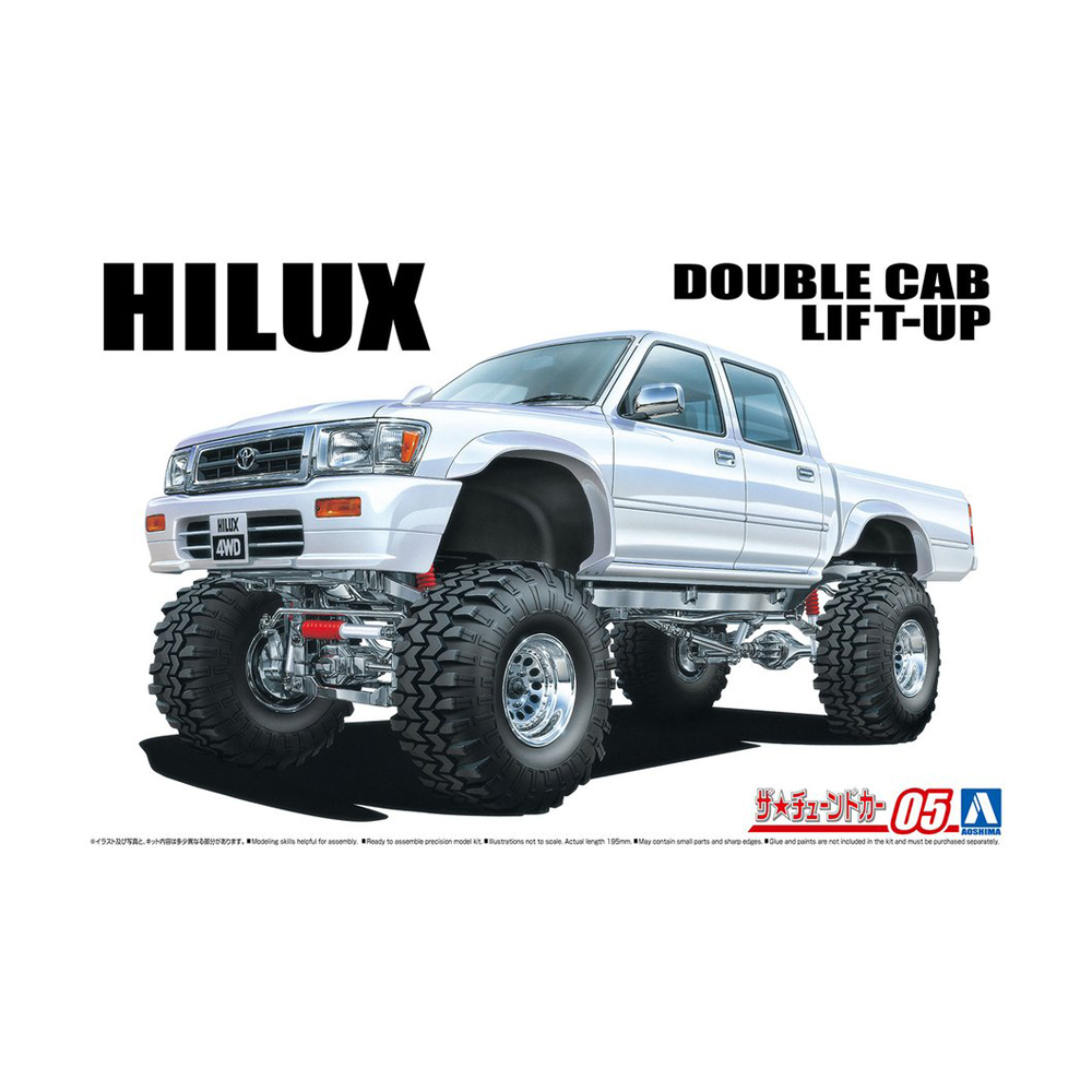 Aoshima: 1/24 LN107 HILUX Pickup Double Cab Lift-Up '94 (Toyota) Scale Model Kit #05 - Bards & Cards