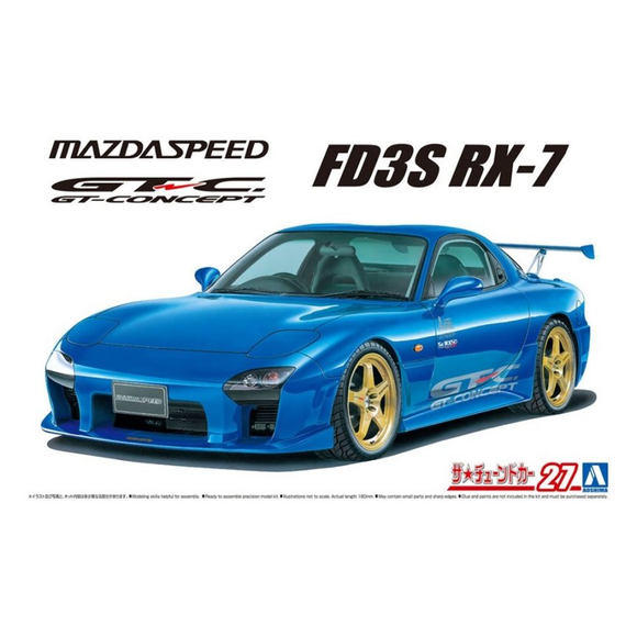 Aoshima: Mazda (1999) Mazdaspeed FD3S RX-7 A-SPEC GT-C 1/24 Scale Model Kit #27 - Bards & Cards