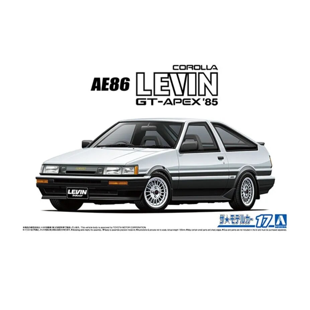 Aoshima: 1/24 TOYOTA AE86 COROLLA LEVIN GT-APEX '85 Scale Model Kit #17 - 0