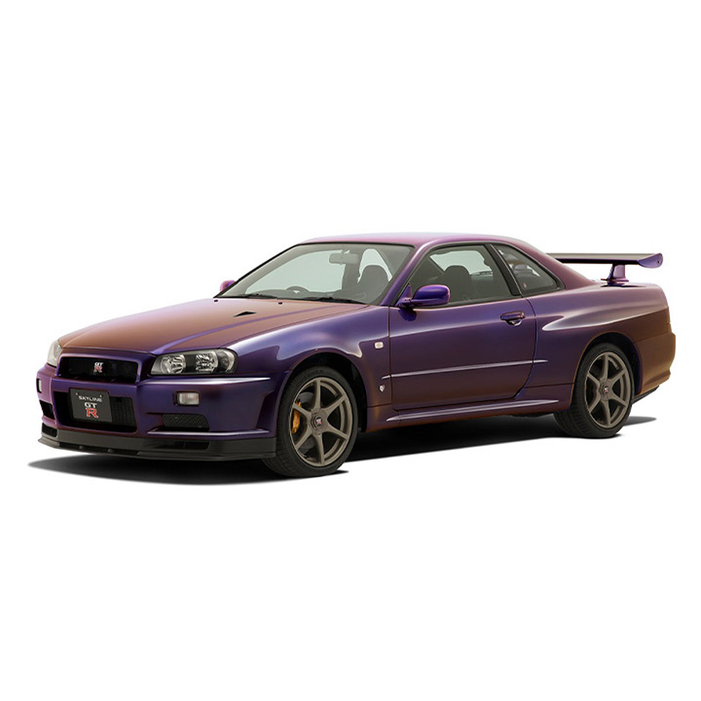 Aoshima: 1/32 The Snap Kit Nissan R34 Skyline GT-R (Midnight Purple III) Scale Model Kit #11-C - Bards & Cards