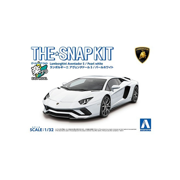 Aoshima: 1/32 The Snap Kit Lamborghini Aventador S (Pearl White) Scale Model Kit #12-A - Bards & Cards