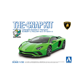 Aoshima: 1/32 The Snap Kit Lamborghini Aventador S (Pearl Green) Scale Model Kit #12-D - Bards & Cards