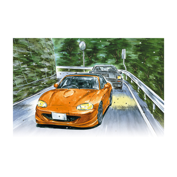 Aoshima: 1/24 Initial D - Omiya Satoshi NB8C Roadster Scale Model Kit #16 - Bards & Cards