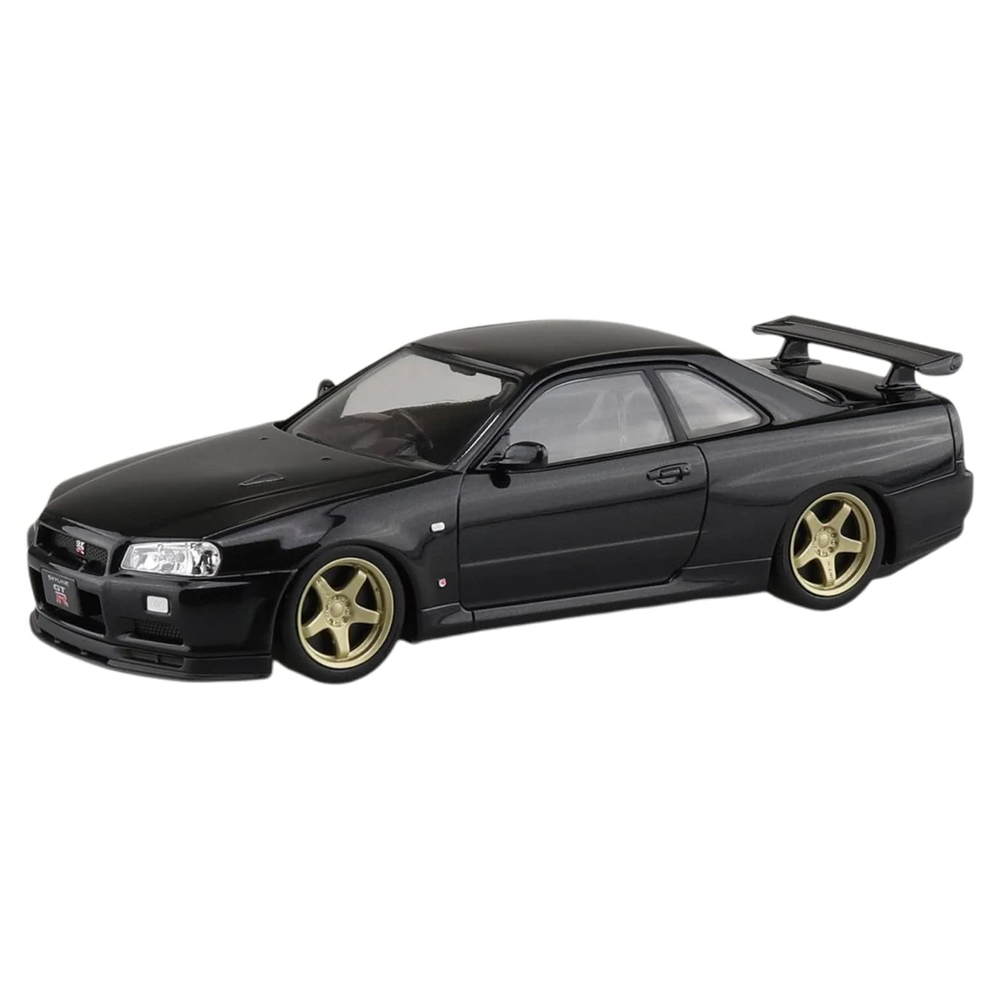 Aoshima: 1/32 The Snap Kit Nissan R34 Skyline GT-R Custom Wheel (Black Pearl) Scale Model Kit #11-SP2 - Bards & Cards