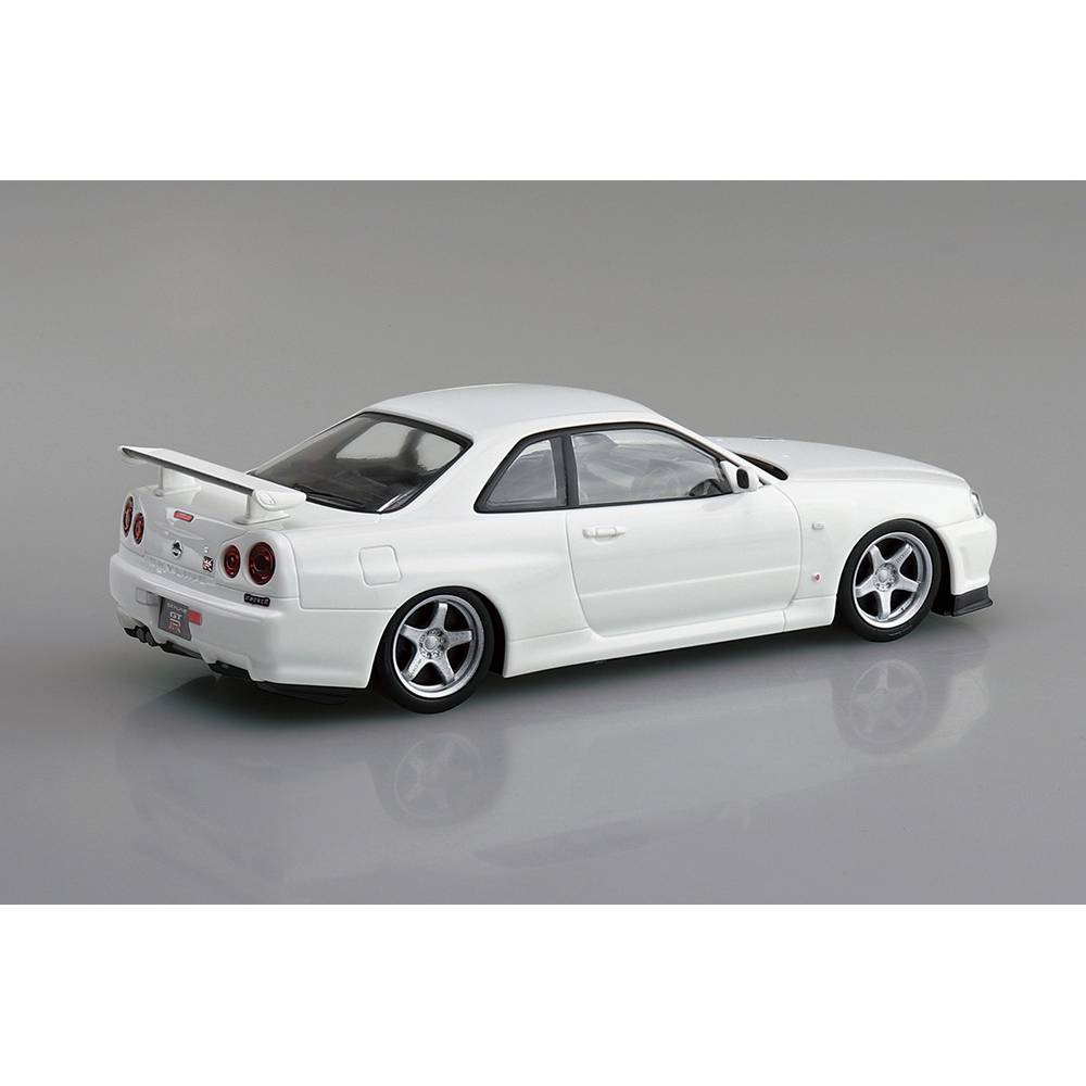 Aoshima: 1/32 The Snap Kit Nissan R34 Skyline GT-R Custom Wheel (White Pearl) Scale Model Kit #11-SP3 - Bards & Cards