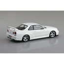 Aoshima: 1/32 The Snap Kit Nissan R34 Skyline GT-R Custom Wheel (White Pearl) Scale Model Kit #11-SP3 - Bards & Cards