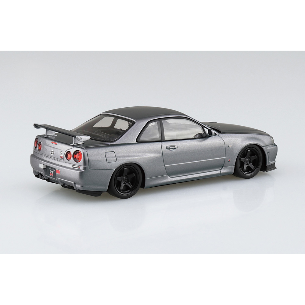 Aoshima: 1/32 The Snap Kit Nissan R34 Skyline GT-R Custom Wheel (Athlete Silver) Scale Model Kit #11-SP4 - Bards & Cards