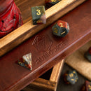 African Bloodstone Hand Carved Gemstone DND Dice Set - Bards & Cards