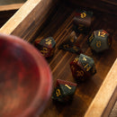 African Bloodstone Hand Carved Gemstone DND Dice Set - Bards & Cards
