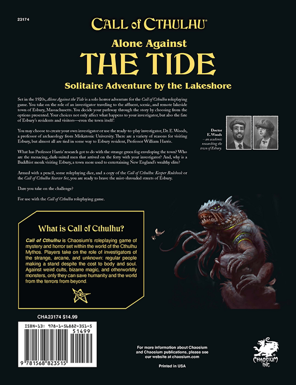 Call of Cthulhu: Alone Against The Tide: A Solo Play Adventure - Bards & Cards