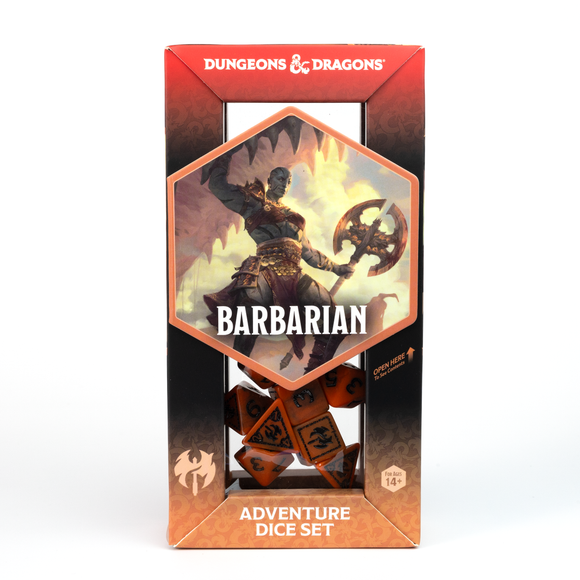 D&D Adventure Dice Set - Barbarian Edition | Orange 15pc Collection - Bards & Cards