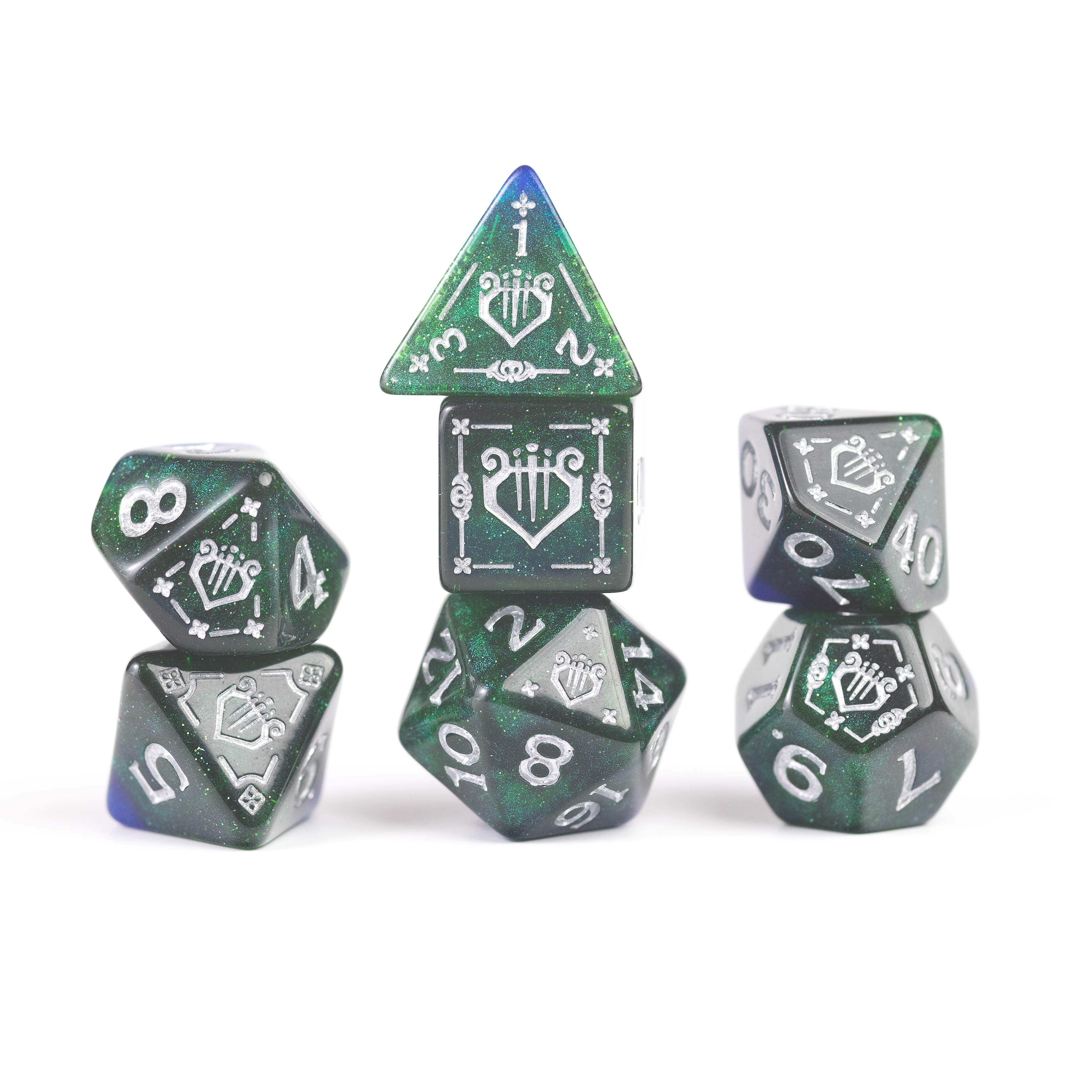 D&D Adventure Dice Set - Bard Edition | Blue/Green 15pc Collection