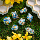Bees And Flower Handmade Resin DND Dice Set - Bards & Cards