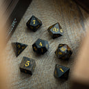 Black Gemstone Eagle Eye Hand Carved DND Dice Set - Bards & Cards