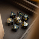 Black Gemstone Eagle Eye Hand Carved DND Dice Set - Bards & Cards