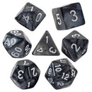 Black Marbled Dice - 7 Piece Set - Bards & Cards