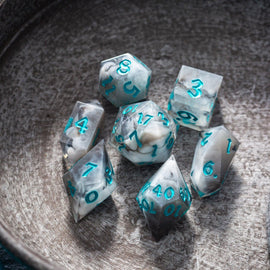 Blue Cloud Handmade Resin DND Dice Set - Bards & Cards
