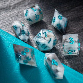 Blue Cloud Handmade Resin DND Dice Set - Bards & Cards