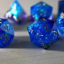 Blue Handmade Sharp Edge Resin DND Dice Set - Bards & Cards