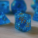 Blue Lightning Glass Cracked Glass DND Dice Set - Bards & Cards
