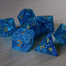 Blue Lightning Glass Cracked Glass DND Dice Set - Bards & Cards