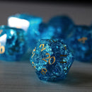 Blue Lightning Glass Cracked Glass DND Dice Set - Bards & Cards