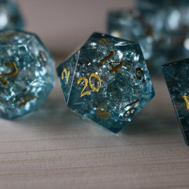 Blue Ocean Forge Fire Glass DND Dice Set - Bards & Cards