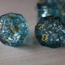 Blue Ocean Forge Fire Glass DND Dice Set - Bards & Cards