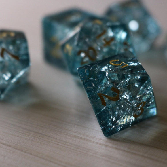 Blue Ocean Forge Fire Glass DND Dice Set - Bards & Cards