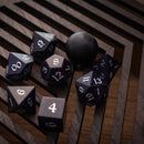 Blue Sandstone Silver Font Gemstone DND Dice Set - Bards & Cards