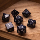Blue Sandstone Silver Font Gemstone DND Dice Set - Bards & Cards