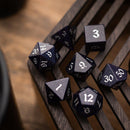 Blue Sandstone Silver Font Gemstone DND Dice Set - Bards & Cards