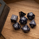 Blue Sandstone Silver Font Gemstone DND Dice Set - Bards & Cards