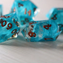 Blue Smoke Handmade Resin DND Dice Set - Bards & Cards