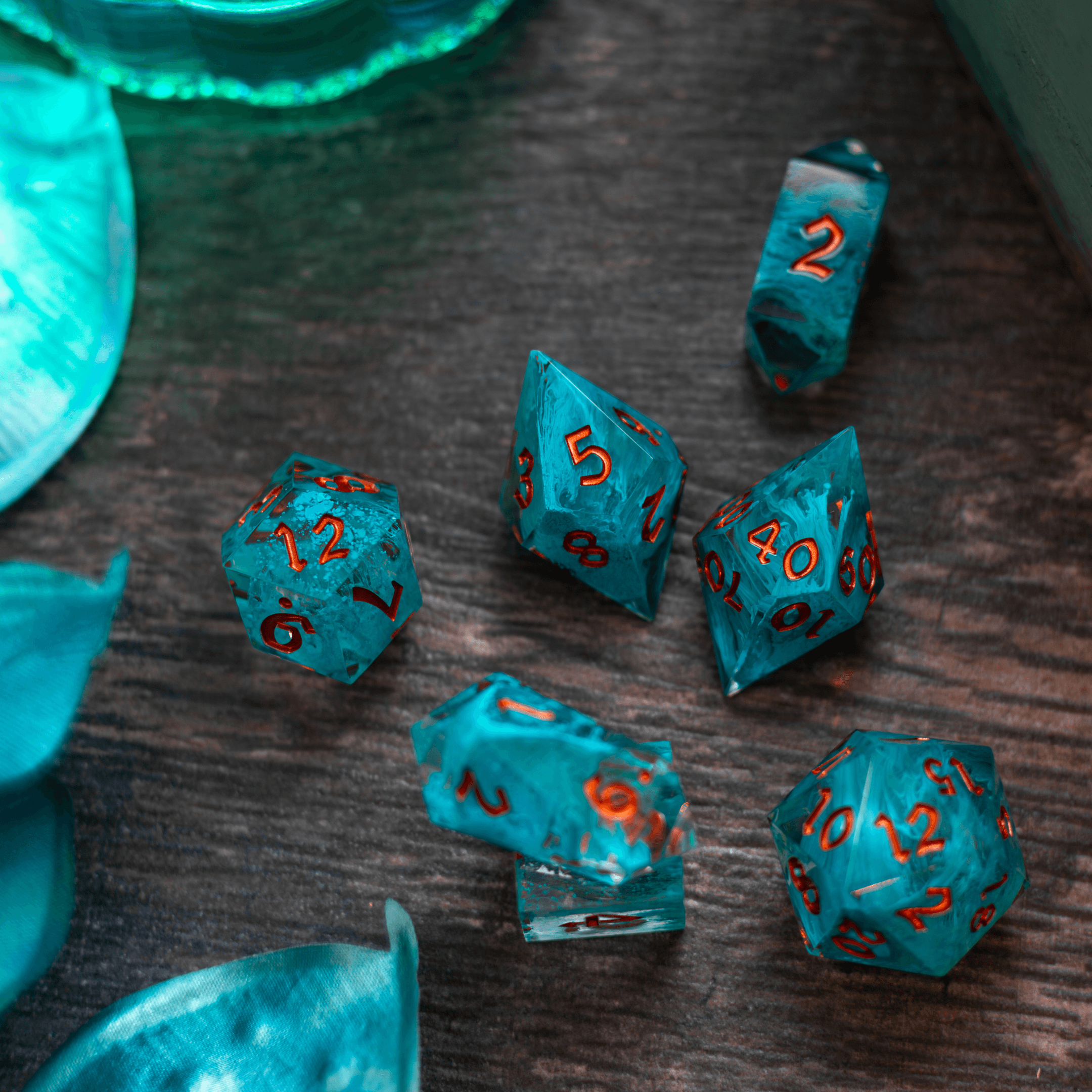 Blue Smoke Handmade Resin DND Dice Set - 0