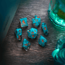 Blue Smoke Handmade Resin DND Dice Set - Bards & Cards