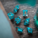 Blue Smoke Handmade Resin DND Dice Set - Bards & Cards
