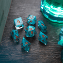Blue Smoke Handmade Resin DND Dice Set - Bards & Cards