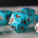 Blue Smoke Handmade Resin DND Dice Set - Bards & Cards