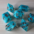 Blue Smoke Handmade Resin DND Dice Set - Bards & Cards