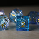 Blue Wing Forge Fire Glass DND Dice Set - Bards & Cards