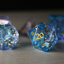 Blue Wing Forge Fire Glass DND Dice Set - Bards & Cards