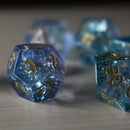 Blue Wing Forge Fire Glass DND Dice Set - Bards & Cards