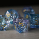 Blue Wing Forge Fire Glass DND Dice Set - Bards & Cards