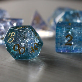 Blue Wing Forge Fire Glass DND Dice Set - Bards & Cards
