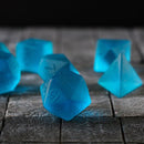 Blue Zircon Hand Carved Glass DND Dice Set - Bards & Cards