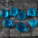 Blue Zircon Hand Carved Glass DND Dice Set - Bards & Cards